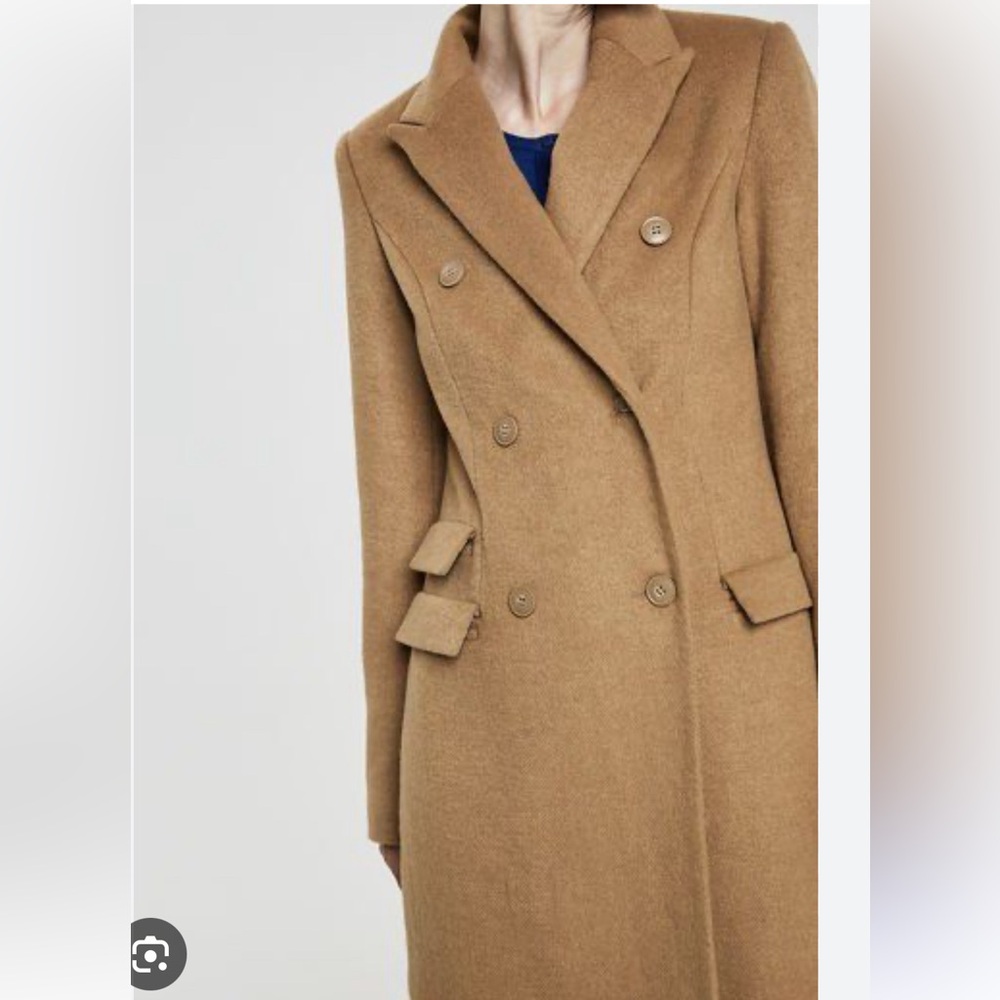 Long Tall Sally Camel Wool Blend Double Breasted Long Coat